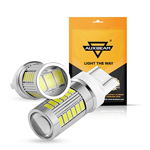 Auxbeam T20 7443 LED Blubs, 7443 Reverse Light Bulbs Super Bright 5630 33-SMD T20 W21W 7443 Turn Signal Light Bulbs 6000K Xenon White LED Lights Bulbs for Backup Reverse Light Replacement (Set of 2)