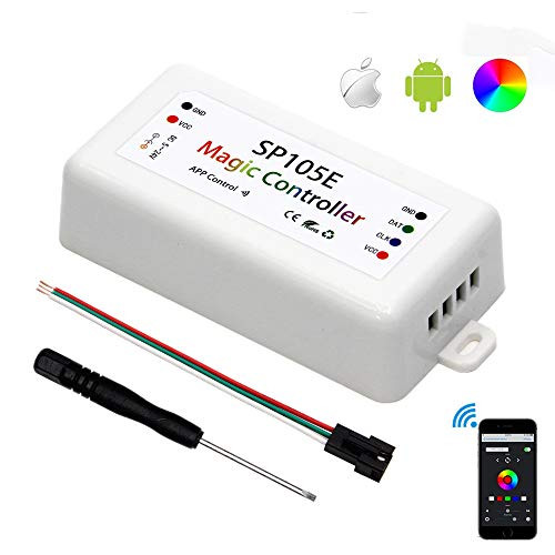 RGBZONE Wireless Bluetooth Magic Dream Color LED Light Controller DC5V-24V SP105E iOS/Android APP for WS2811 WS2812B WS2801 SK6812 Individually Addressable Programmable LED Pixel Module Panel Lamp