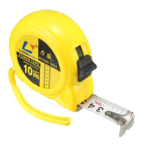 uxcell Tape Measure 10m Retractable Measuring Tape Metric Plastic Round Case 25mm Width Yellow