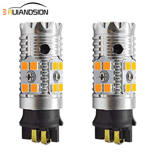 Ruiandsion Extremely Bright PWY24W LED Bulbs Amber/Yellow 9-24V Canbus Error Free 3030 16SMD Replacement for Front Turn Signal Lights (Pack of 2)