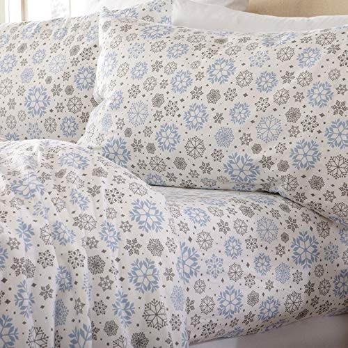 Home Fashion Designs Flannel Sheets Queen Winter Bed Sheets Flannel Sheet Set Snowflakes Flannel Sheets 100% Turkish Cotton Flannel Sheet Set. Stratton Collection (Queen, Snowflakes)