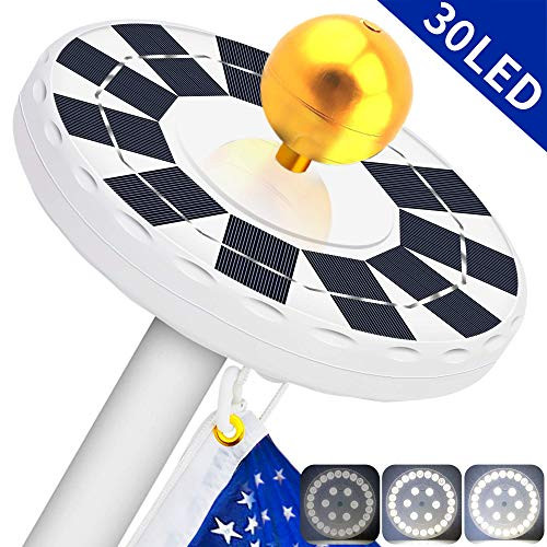 LBELL Solar Flag Pole Light 30 LED Flag Pole Lights Solar Powered Night Light- Flagpole Downlight Lighting for 15 to 25 Ft Top Auto On/Off, Energy Saving LEDs (White)