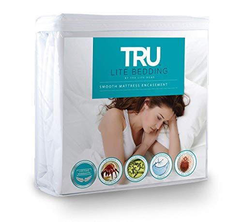 TRU Lite Bedding Bed Bug Mattress Cover - 100% Waterproof Mattress Protector - Hypoallergenic & Breathable - Dust Mite, Bed Bug, Allergy Zippered Mattress Encasement - Quiet & Vinyl Free - Queen