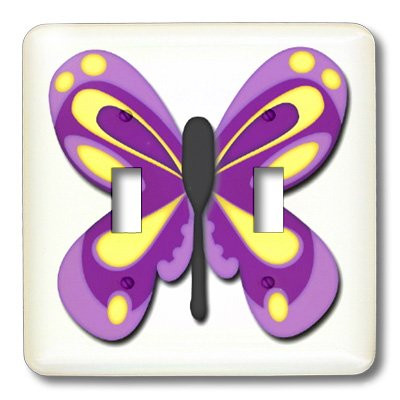 3dRose lsp_45059_2 Purple N Yellow Kids Butterfly Toggle Switch