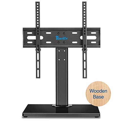 Rentliv Wooden Base Universal TV Stand- Table Top TV Base Stand for 37 to 55 inch TVs - Height Adjustable TV Mount Stand,VESA 400 x 400mm