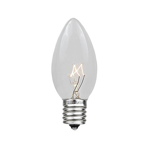 Novelty Lights 25 Pack C9 Twinkle Outdoor Christmas Replacement Bulbs, Clear, E17/C9 Base, 7 Watt