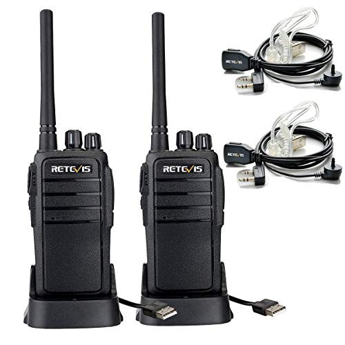 Retevis RT21 Two Way Radio Rechargeable USB Charging VOX Scan Squelch Walkie Talkies with Covert Air Acoustic Earpiece(2 Pack)