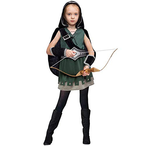 Warrior Night Hooded Huntress Costume for Halloween Tween Girls with Accessories (Medium (8-10yr)) Green