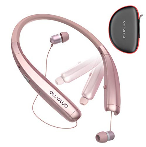 Foldable Bluetooth Headphones, AMORNO Wireless Neckband Sports Headset with Retractable Earbuds, Sweatproof Noise Cancelling Stereo Earphones with Mic (Gold) Foldable Bluetooth Headphones, AMORNO Wireless Neckband Sports Headset with Retractable Earbuds, Sweatproof Noise Cancelling Stereo Earphones with Mic (Gold)