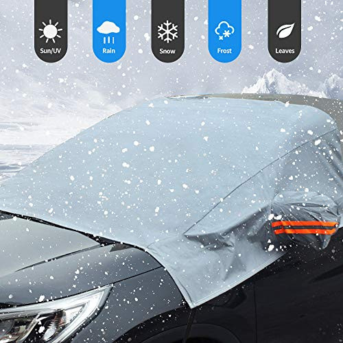 ASANMU Car Windshield Snow Cover, Waterproof UV-Proof Car Windshield Snow ICE Frost Winter Protector Car Windshield Sun Shade Protection with Mirror Covers fit Most Car SUV Vehicles