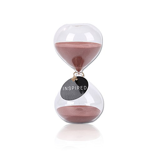 SWISSELITE Biloba 6 Inch Puff Sand Timer/Hourglass 60 Minutes - Cocoa Color Sand - Inspired Glass/Home, Desk, Office Decor