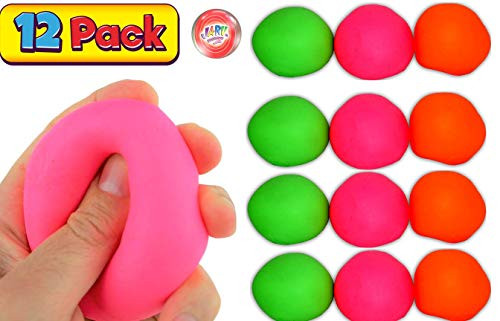 JA-RU Stretchy Ball Assorted Colors (Pack of 12) Bounce Stress Pull and Stretch Fun # 401-12p