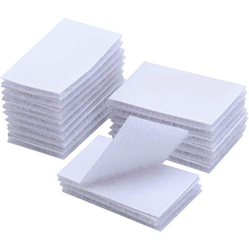 BRAVESHINE Adhesive Sticky Strips - Double Sided and Removable - 18PCS Heavy Duty Wall Mounting Squares Hook Loop Interlocking Tape for Carpet, Couch Cushion, Picture Hanging - 1.2x2 Inch (White)