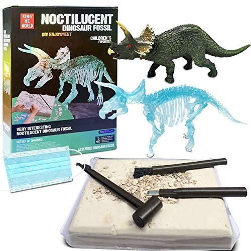 Gifts2U Dinosaur Dig Kit Excavation Kit for Kids Triceratops Dino Fossil Dig Kits for Children Glow in The Dark Dino Kids DIY Science Education Toys (Triceratops)