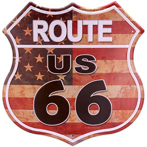 HANTAJANSS US Route 66 Signs Vintage Metal Road Signs for Garage, Man Cave, Bar, Home Decoration 12 Inches HANTAJANSS US Route 66 Signs Vintage Metal Road Signs for Garage, Man Cave, Bar, Home Decoration 12 Inches