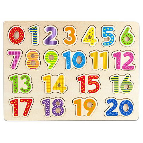 Imagination Generation Professor Poplars Wooden Numbers Puzzle Board  Learn to Count with Colorful Chunky Numbers