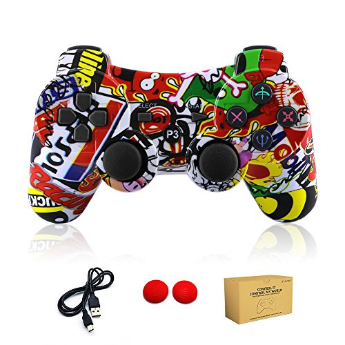 dainslef PS3 controller Wireless Bluetooth Double Shock Sixaxis Remote Gamepad for Sony PS3 PlayStation (Graffiti)