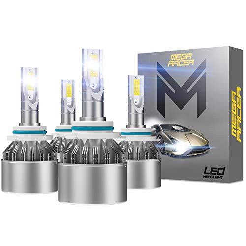 Mega Racer C6 Series HB4 9006 LED Headlight Bulbs HB3 9005 LED Headlight Bulbs Combo High Beam And Low Beam CREE COB C6 Hi/Lo Lights 6000K Ultra Bright White LED Headlights 16000 Lumens