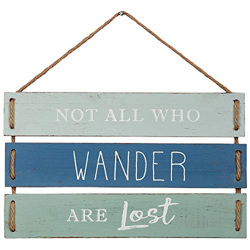 Barnyard Designs Not All Who Wander are Lost Quote Wall Decor, Decorative Wood Plank Hanging Sign 17 x 9.75