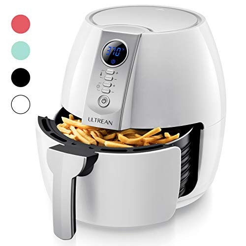 Ultrean Air Fryer, 4.2 Quart (4 Liter) Electric Hot Air Fryers Oven Oilless Cooker with LCD Digital Screen and Nonstick Frying Pot,UL Certified,1-Year Warranty,1500W (White)
