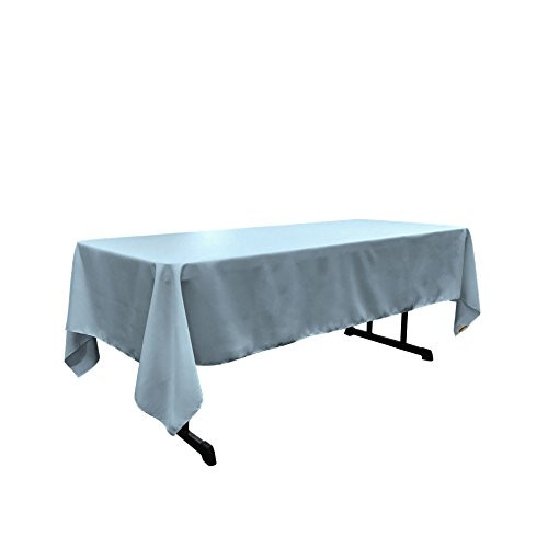 LA Linen Polyester Poplin Rectangular Tablecloth, 60 by 126-Inch, Blue light