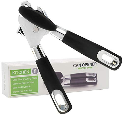 Stainless Steel Can Opener Manual,Handy Can Bottle Openers with Smooth Edge, Built-in Bottle Opener?Manual Tin Opener Ergonomic Anti Slip Grip Handle
