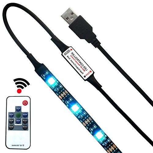 QiLi USB LED TV Backlight 5V Multi Color Changing Non-Waterproof Flexible USB LED Strip Light with RF Remote Controller (2M 10key RF remote control)