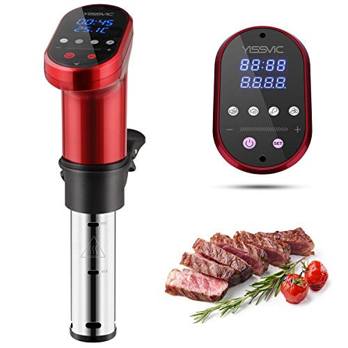 YISSVIC Sous Vide Cooker 1000W Immersion Circulator Sous Vide Vacuum Heater Accurate Temperature Digital Timer Ultra Quiet Working Cooker Red