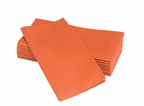 Simulinen Colored Napkins - Decorative Cloth Like & Disposable, Dinner Napkins - Pumpkin/Terracotta - Soft, Absorbent & Durable - 16"x16" - Great for Any Occasion! - Box of 50