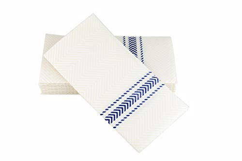 ClassicPoint Dinner Napkins - Blue Bistro Stripe - Decorative & Disposable - Soft, Absorbent & Durable (15.5"x15.5" - Pack of 50)
