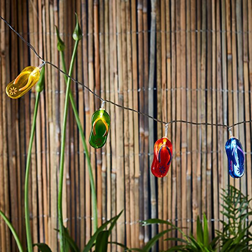 Lights4fun, Inc., 10 Multicolor Flip Flop Battery Operated Warm White LED Outdoor Tropical Party String Lights Lights4fun, Inc., 10 Multicolor Flip Flop Battery Operated Warm White LED Outdoor Tropical Party String Lights