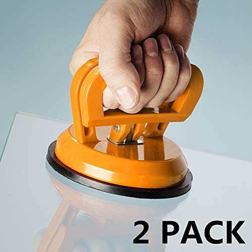 IMT 4.9" Glass Suction Cup Tiles Window Lifter 2 Pack, Power Grip Vacuum Lifter for Glass/Tiles/Mirror/Granite Lifting, Sucker Plate Double Handle Locking