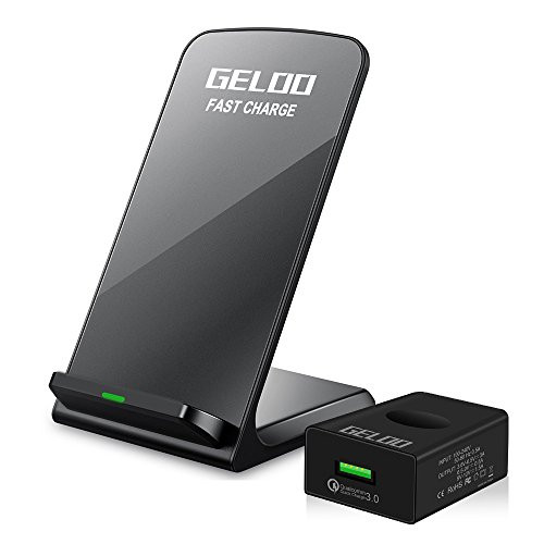 Wireless Charger, GELOO Qi Certified Fast Wireless Charger Stand with QC 3.0 Adapter for Galaxy S9/S9+Note 8/5 S8/S8+ S7/S7 Edge S6 Edge+, 7.5W Qi Wireless Charger for iPhone X iPhone x 8 8Plus