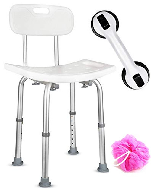 Dr. Maya Bath and Shower Chair Seat with Back (Adjustable) - Anti-Slip Bench Bathtub Stool for Elderly or Seniors (Bathroom Safety) - with Free Suction Assist Grab Bar Dr. Maya Bath and Shower Chair Seat with Back (Adjustable) - Anti-Slip Bench Bathtub Stool for Elderly or Seniors (Bathroom Safety) - with Free Suction Assist Grab Bar