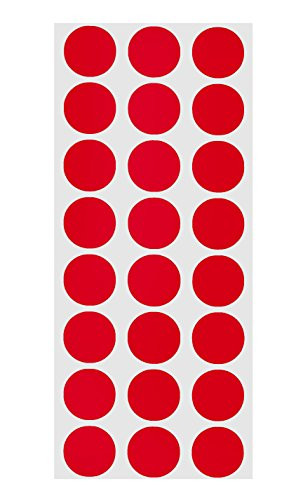 ChromaLabel 1/2 Inch Round Permanent Color-Code Dot Stickers, 1200 Pack, 24 Labels per Sheet, Red