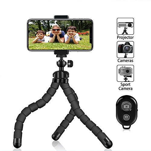 Phone Tripod, PacGo Portable and Flexible Cell Phone Tripod with Remote Shutter, Universal Phone Clip and Gopro Adapter for iPhone, Android Phone, Camera, Sports Camera GoPro UPGRADE VERSION