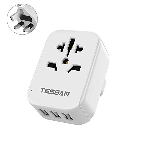 UK Ireland Scotland Power Adapter, TESSAN Type G Plug Adapter with 3 USB Charger Ports, US to UK Plug Adapters For Travel British England Irish London Hong Kong Kenya Dubai Electrical Outlet Adaptor UK Ireland Scotland Power Adapter, TESSAN Type G Plug Adapter with 3 USB Charger Ports, US to UK Plug Adapters For Travel British England Irish London Hong Kong Kenya Dubai Electrical Outlet Adaptor