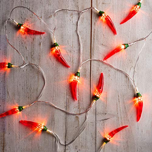 Lights4fun, Inc. 20 Red Chili Pepper Battery Operated LED Indoor & Outdoor String Lights