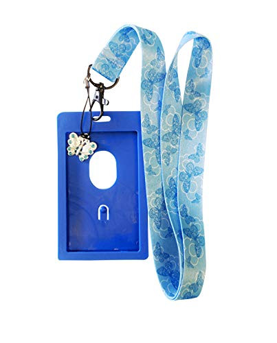 Butterfly Lanyard w/ID Badge Holder and Charm (Blue)