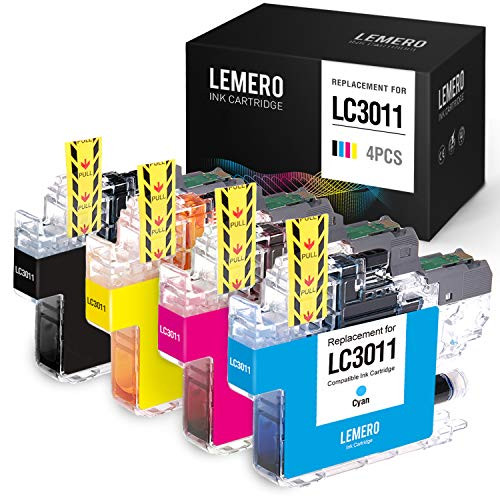 LEMERO Compatible Ink Cartridge Replacement for Brother LC3011 LC-3011 LC 3011 for Brother MFC-J491DW MFC-J497DW MFC-J690DW MFC-J895DW (1 Black, 1 Cyan, 1 Magenta, 1 Yellow, 4-Pack)