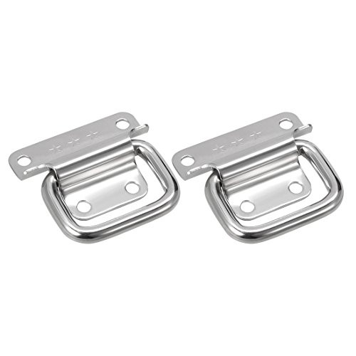 uxcell 50mmx38mm 201 Stainless Steel Toolbox Chest Ring Pull Handle Silver Tone 2pcs