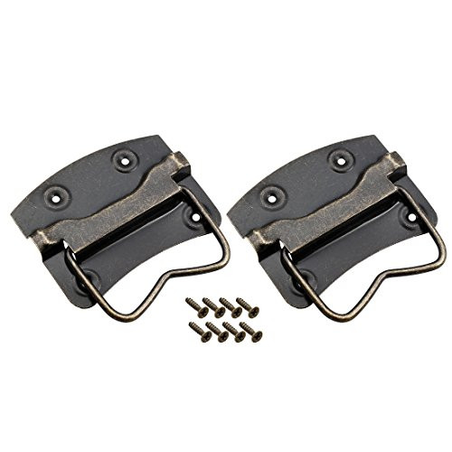 uxcell 87mmx67mm Iron Spray-Paint Drawer Box Chest Ring Pulls Handle Bronze Tone 2Pcs