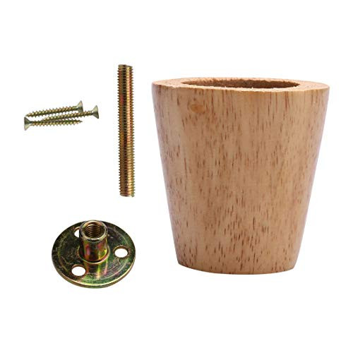 uxcell 2.4 Inch Round Solid Wood Furniture Legs Sofa Bench Couch Chair Closet Cabinet Feet Replacement Height Adjuster