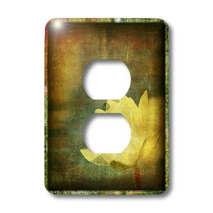3dRose lsp_34076_6 Two Plug Outlet Cover with Grunge Yellow Floral