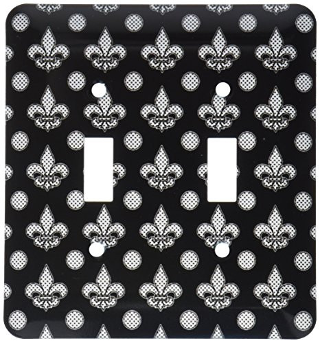 3dRose lsp_175368_2 Polka Dot Fleur De Lis Pattern Black And White Toggle switch Multicolor