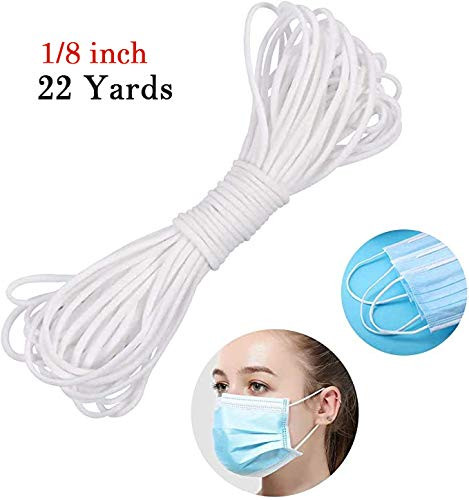Eeoyu 1/8 Inch (3mm) White Elastic Cord Round String Heavy Stretch Elastic String, Length of 22 Yards