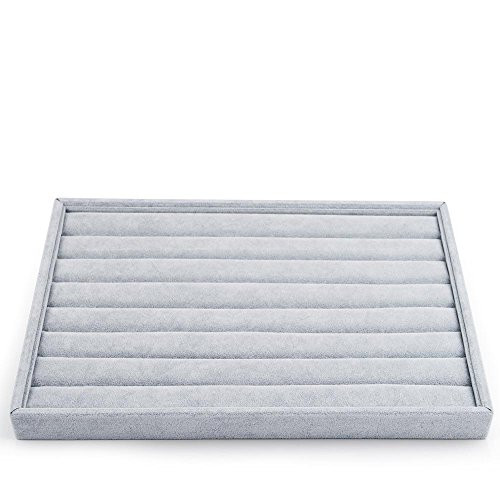 Oirlv Velvet 7 Slots Ring Earrings Studs Tray Showcase Display Jewelry Organizer