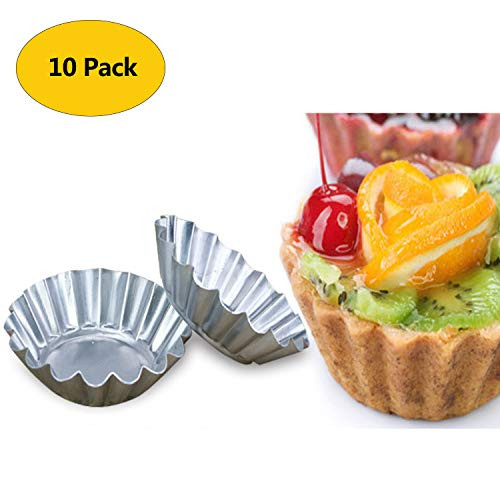 10 Pack Egg Tart Mold,Size 3.15 x 1.97inch Tart Pans Cupcake Cake Cookie Mold Pudding Mould Tin Baking Tool