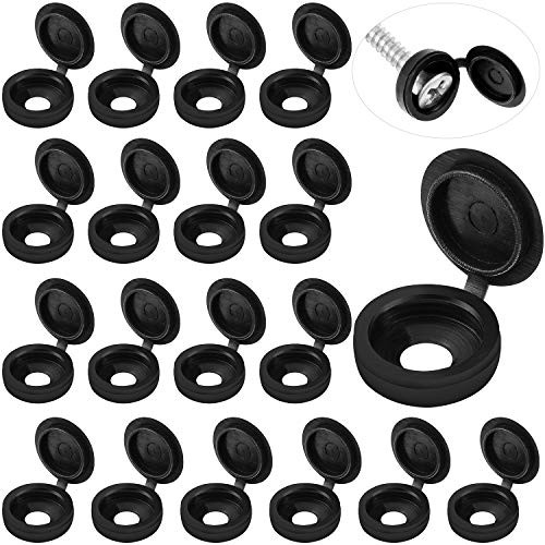 100 Pieces Hinged Screw Cover Caps Plastic Screw Caps Fold Screw Snap Covers Washer Flip Tops (Black)