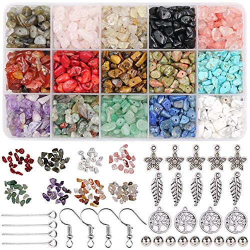 Potosala Chip Beads Natural Irregular Gemstone Beads Loose Beads 5-7mm Crystal Energy Stone Natural Gemstone Beads Kit for DIY Jewelry Necklace Bracelet Earring Making Supplies